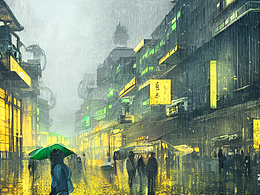 #AI创作实验室#雨天闹市