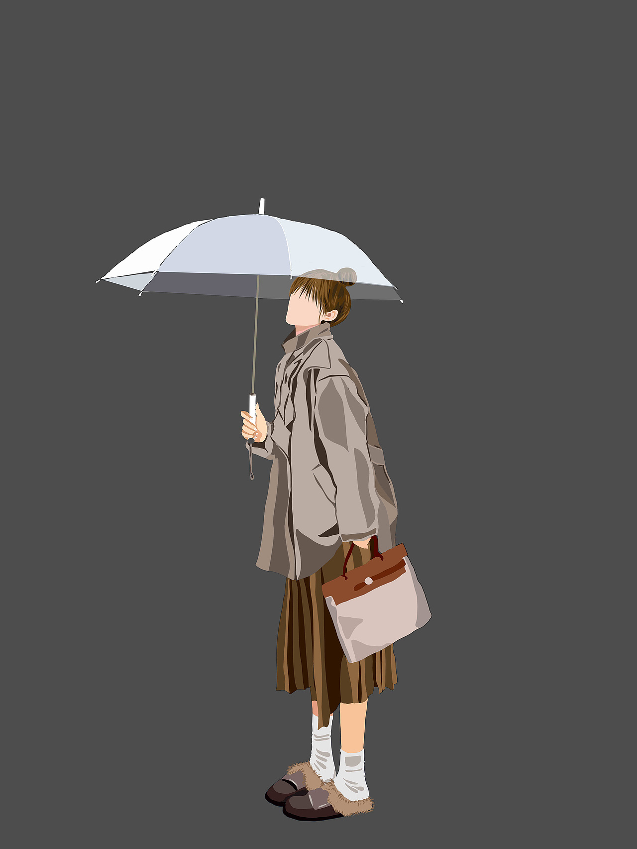 我拿着伞等你,也等雪