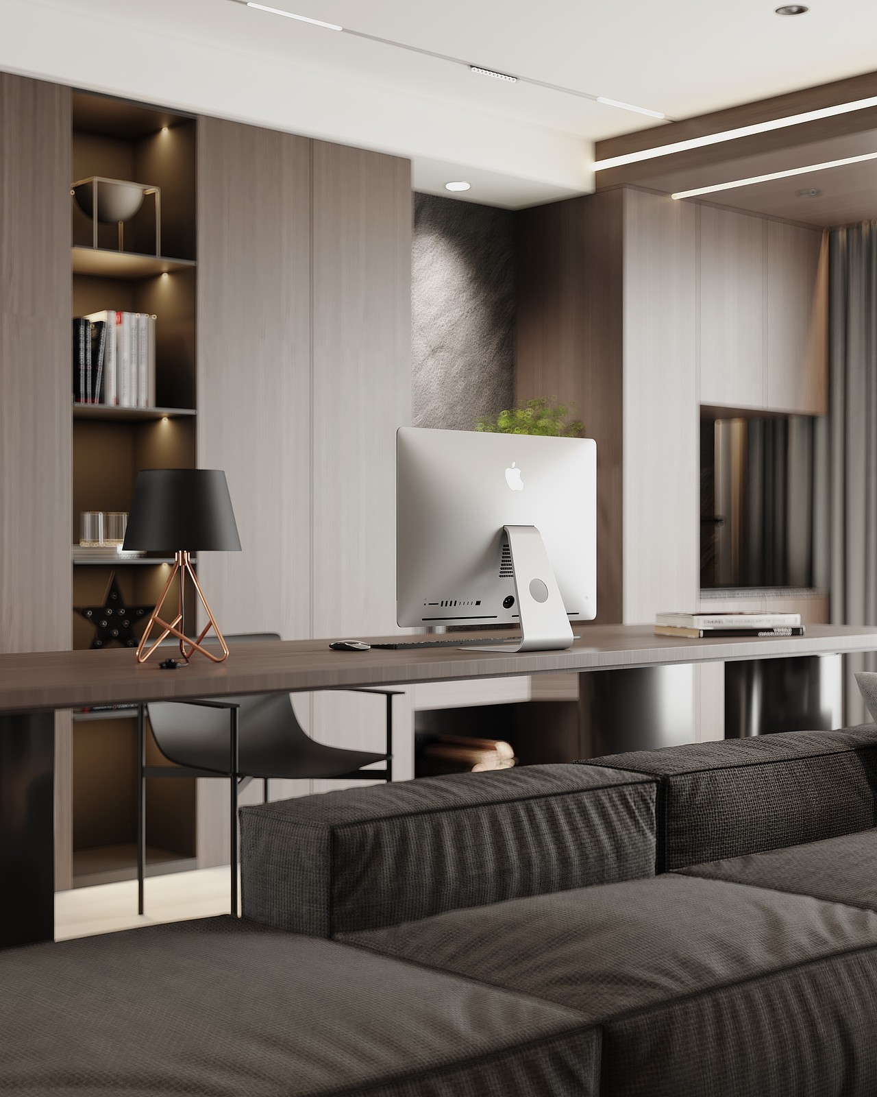 暗黑风全屋木饰面客餐厅