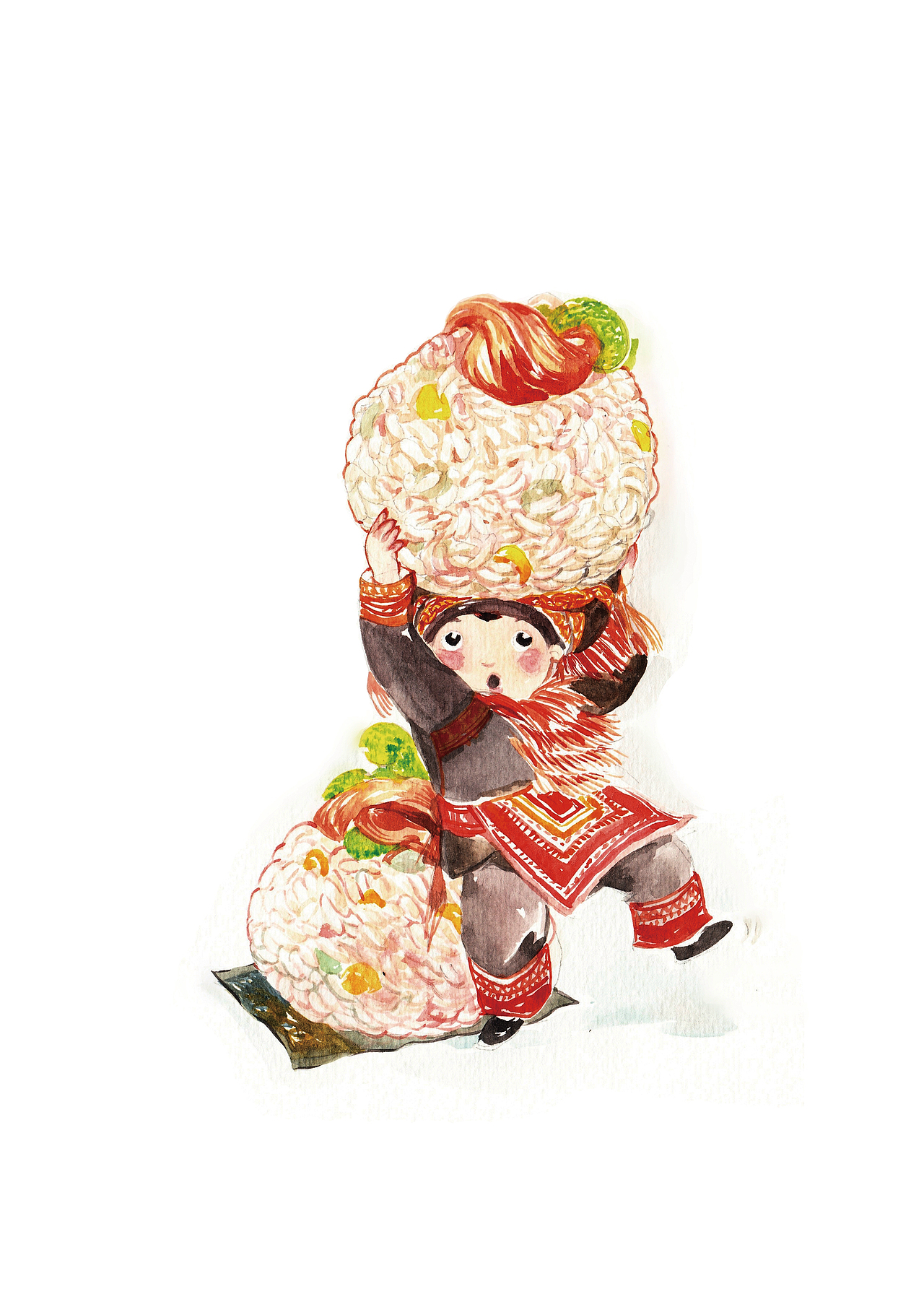 一组水彩商稿——食物小人