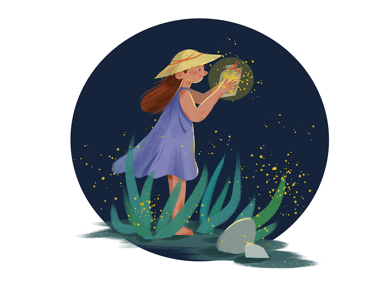 戴草帽的小女孩(尝试两个画风)|插画|儿童插画|林小非 - 原创作品