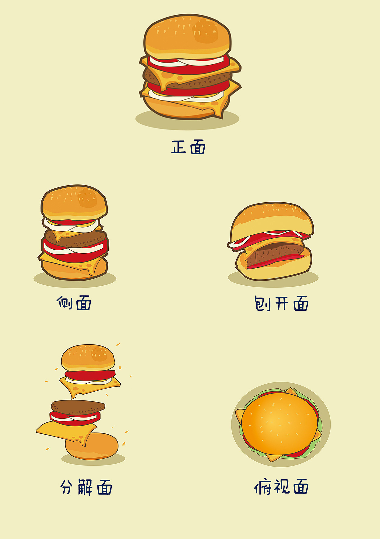 汉堡包五款造型训练