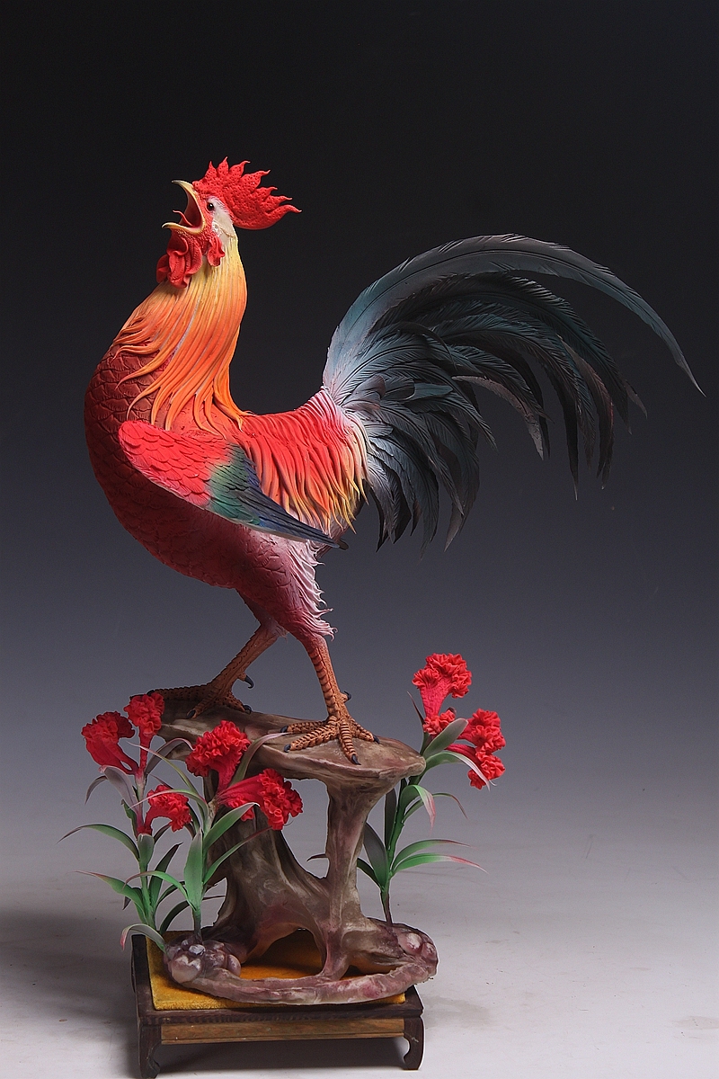 贺加贵面塑软陶雄鸡