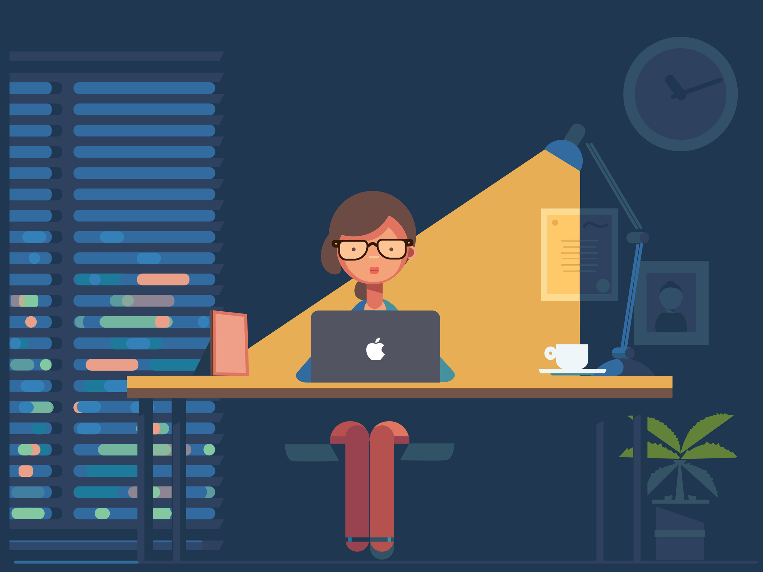 ai办公司加班插画