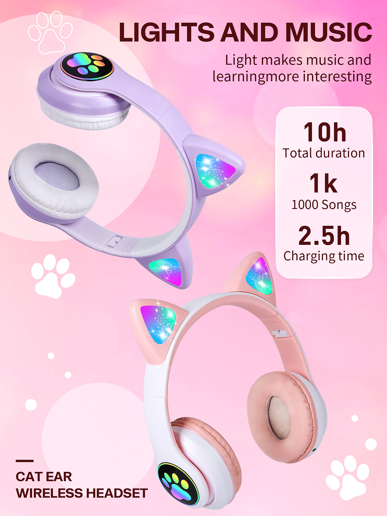 亚马逊主图A+猫耳耳机