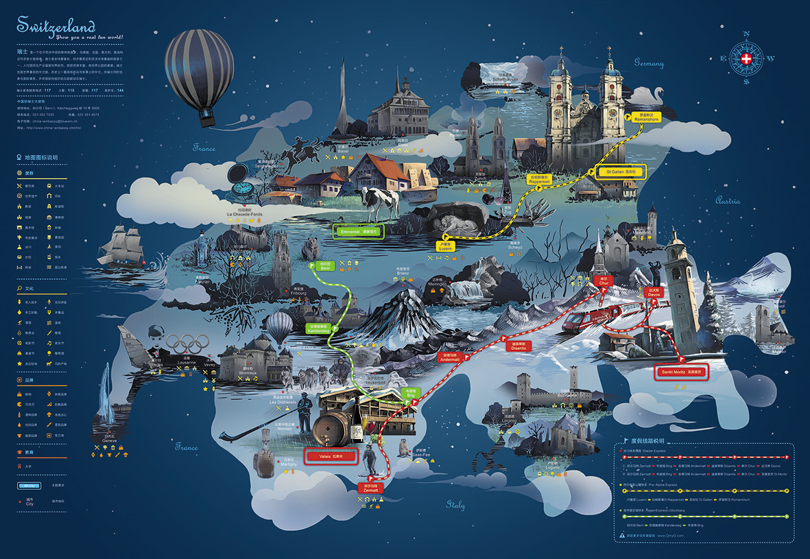 瑞士旅游地图|插画|商业插画|shalee122318_12