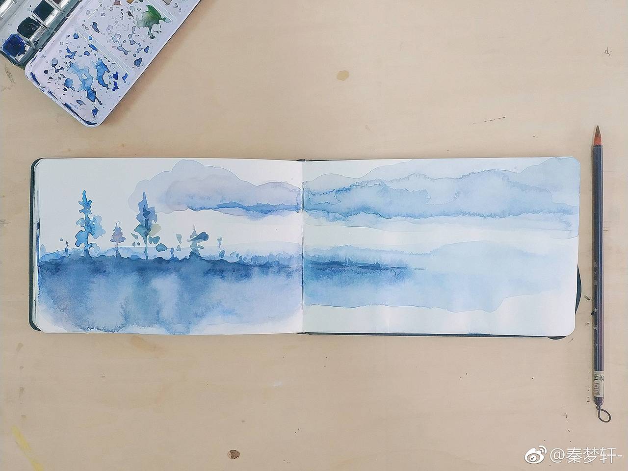 寥寥几笔,青山万里。