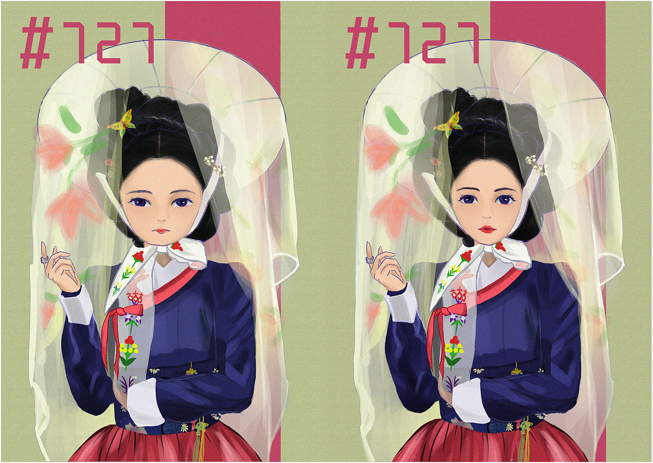 【照片临摹】板绘韩服女子（图ZMjE1NDk0NDAw） - 创作习作 - 站酷设计师Jennifer727原创素材 - 站酷ZCOOL