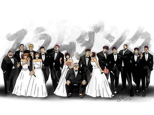 手绘练习——灌篮高手婚礼全家福