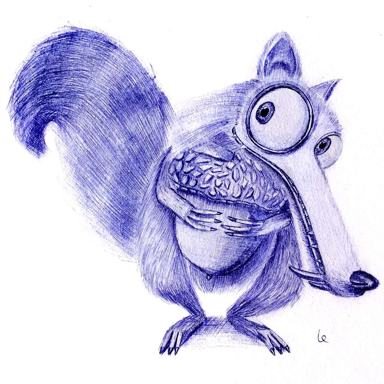 斯克莱特圆珠笔画《冰河世纪》