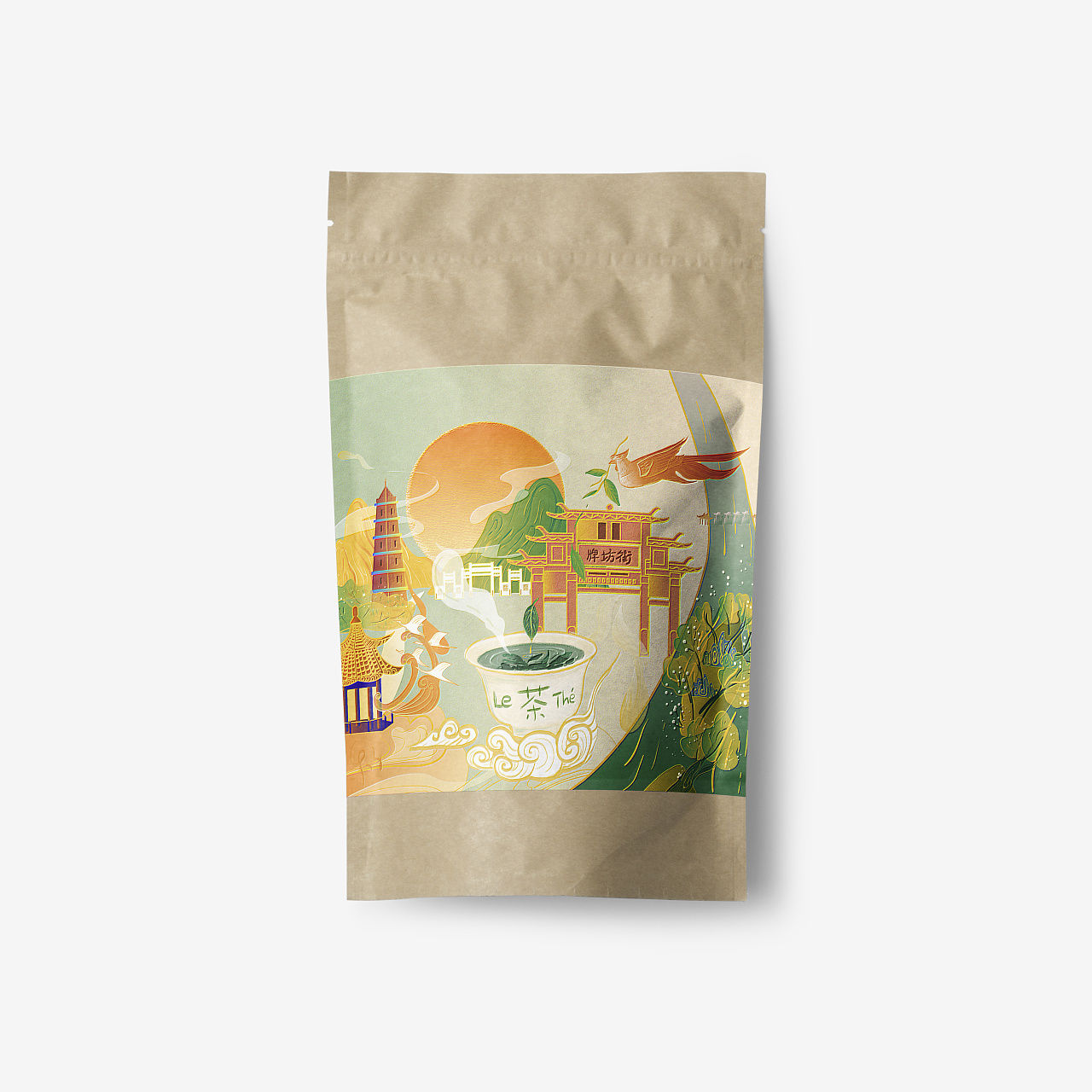 国风插画-茶包装