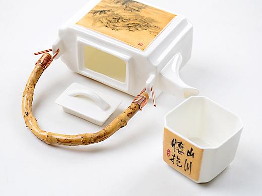 陶瓷大师手绘骨瓷茶具一壶四杯