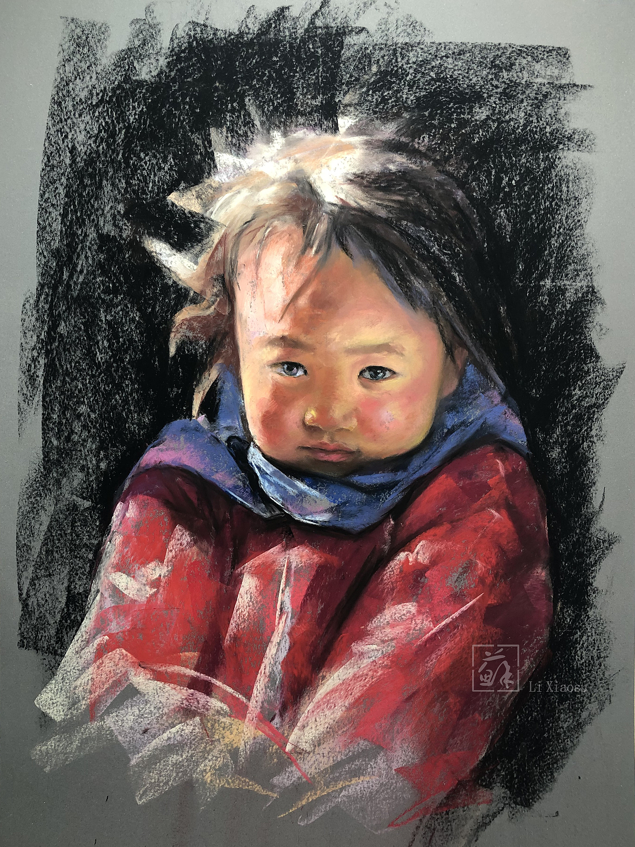 分享收藏蛇与骷髅/达利《金发女孩》色粉作品—彩铅炭笔人物—彩铅