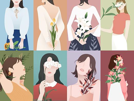 花样年华 | 一组关于少女与花的插画设计(个人主页-ZNDY0NzgxNDQ=) - 艺术插画 - 站酷设计师Mino张大咪原创素材 - 站酷ZCOOL