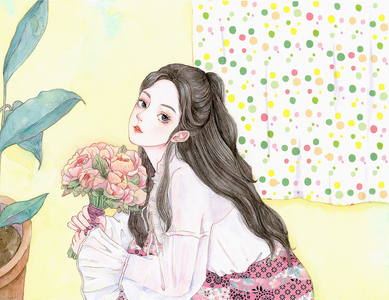 水彩少女-杂记（图ZMTcwNDA5NzA0） - 艺术插画 - 站酷设计师林夏adou原创素材 - 站酷ZCOOL