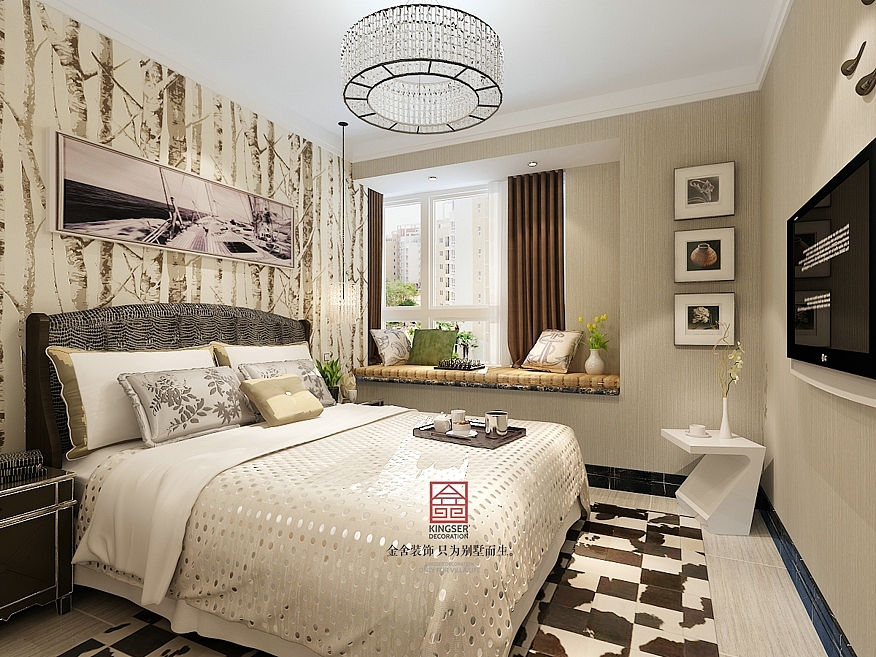 金舍装饰-保利花园87平米装修效果图-简约风格-两居室装修