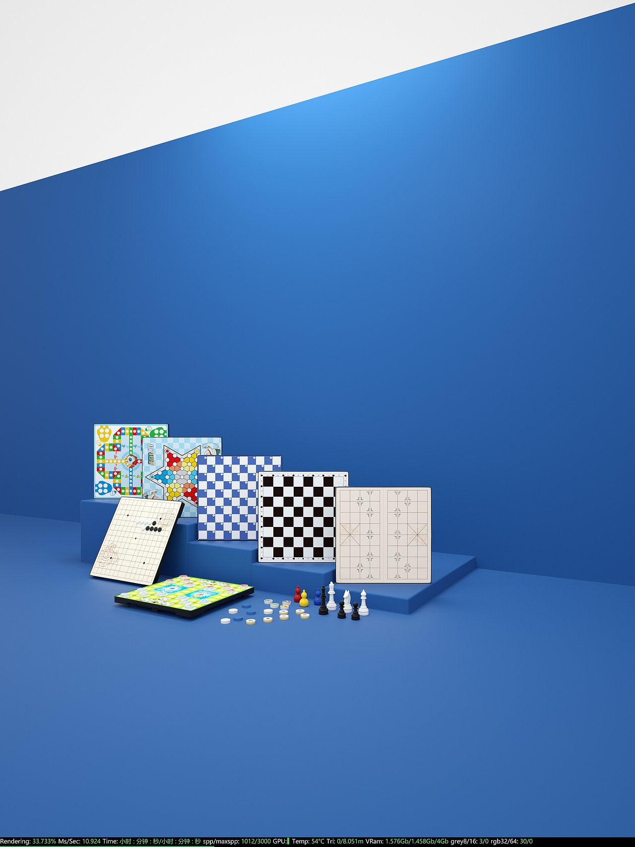 折叠棋子建模渲染（图ZMjI4ODYyMjg4） - 电商 - 站酷设计师十二月二十一原创素材 - 站酷ZCOOL