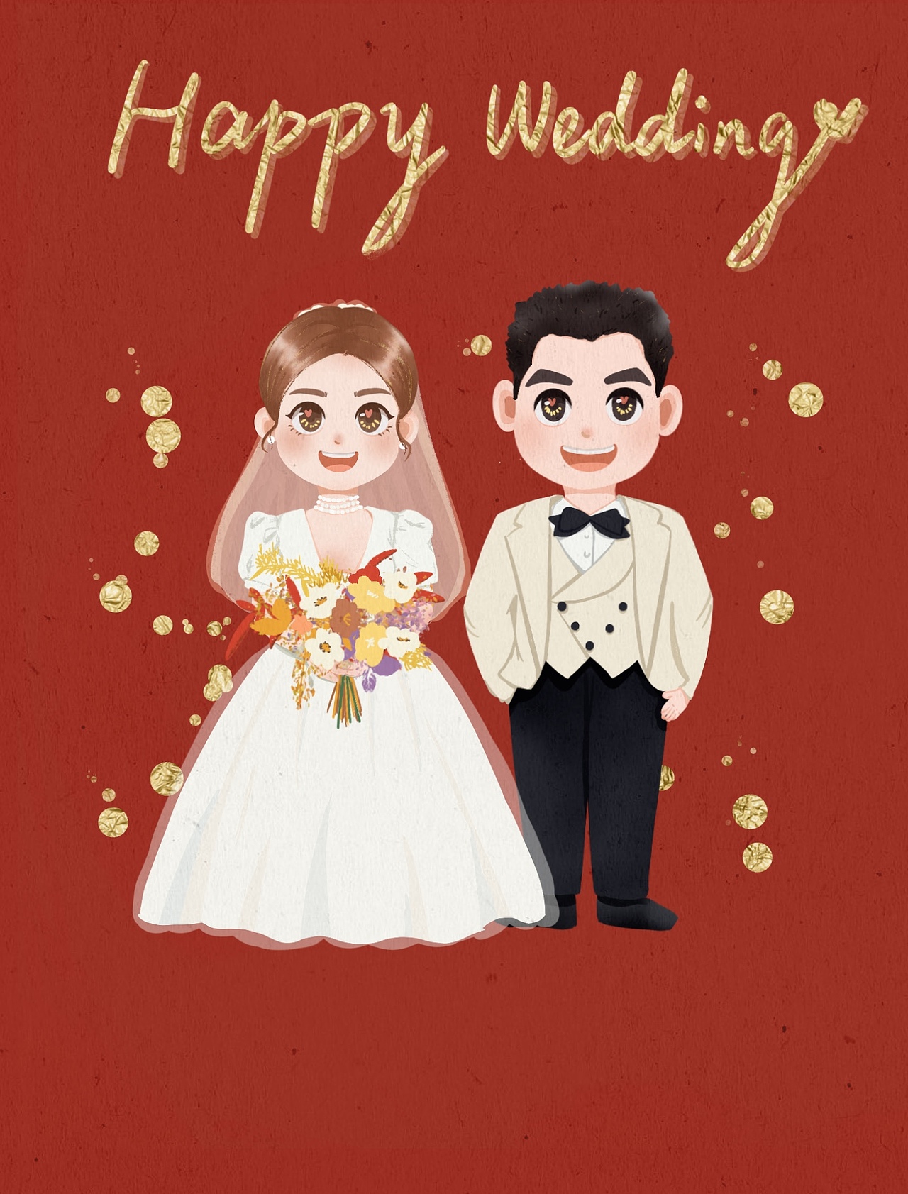 happy wedding（图ZMjYyNjEzODg0） - 艺术插画 - 站酷设计师叮当小鱼原创素材 - 站酷ZCOOL