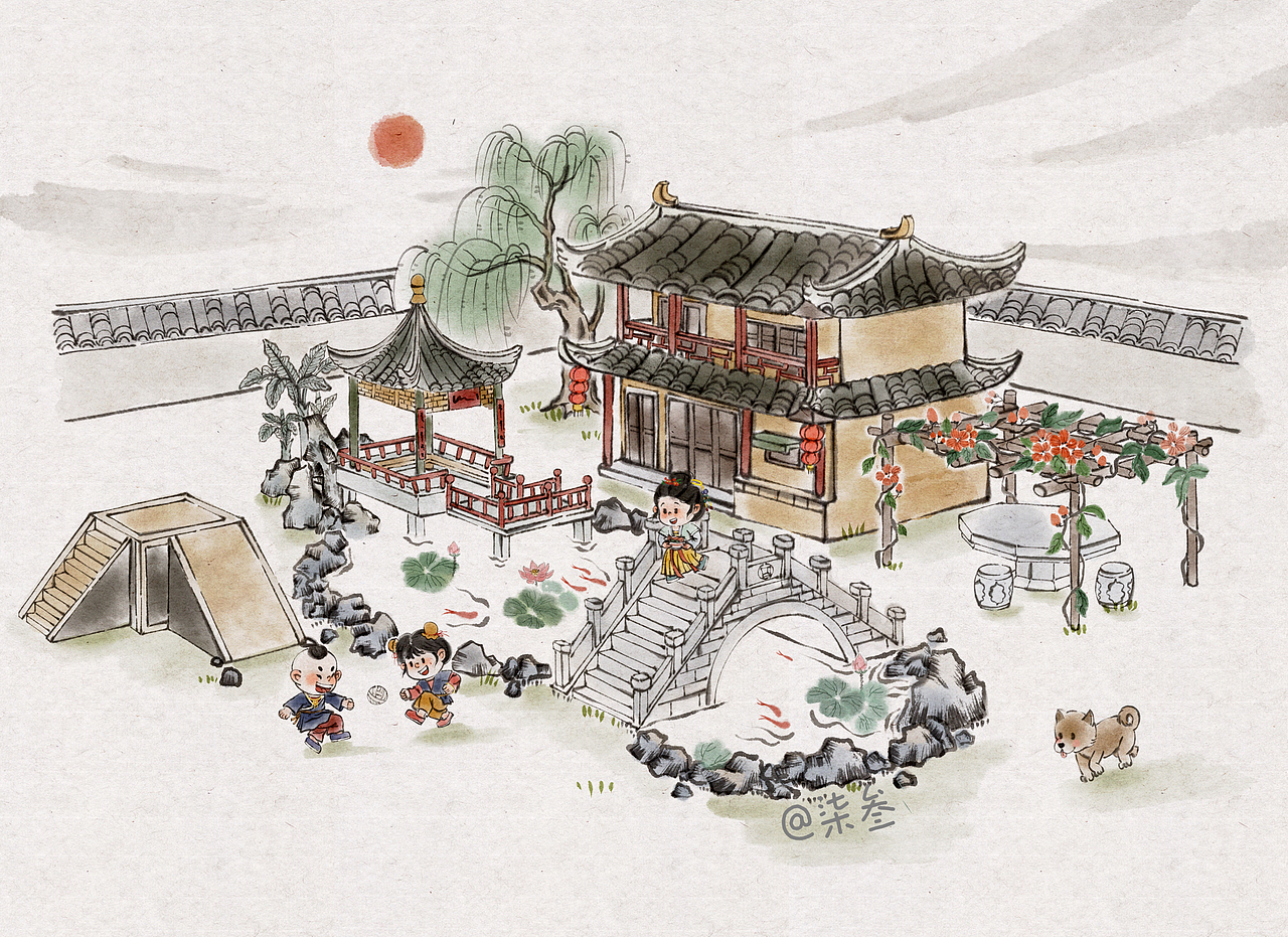 水墨小场景之大户人家