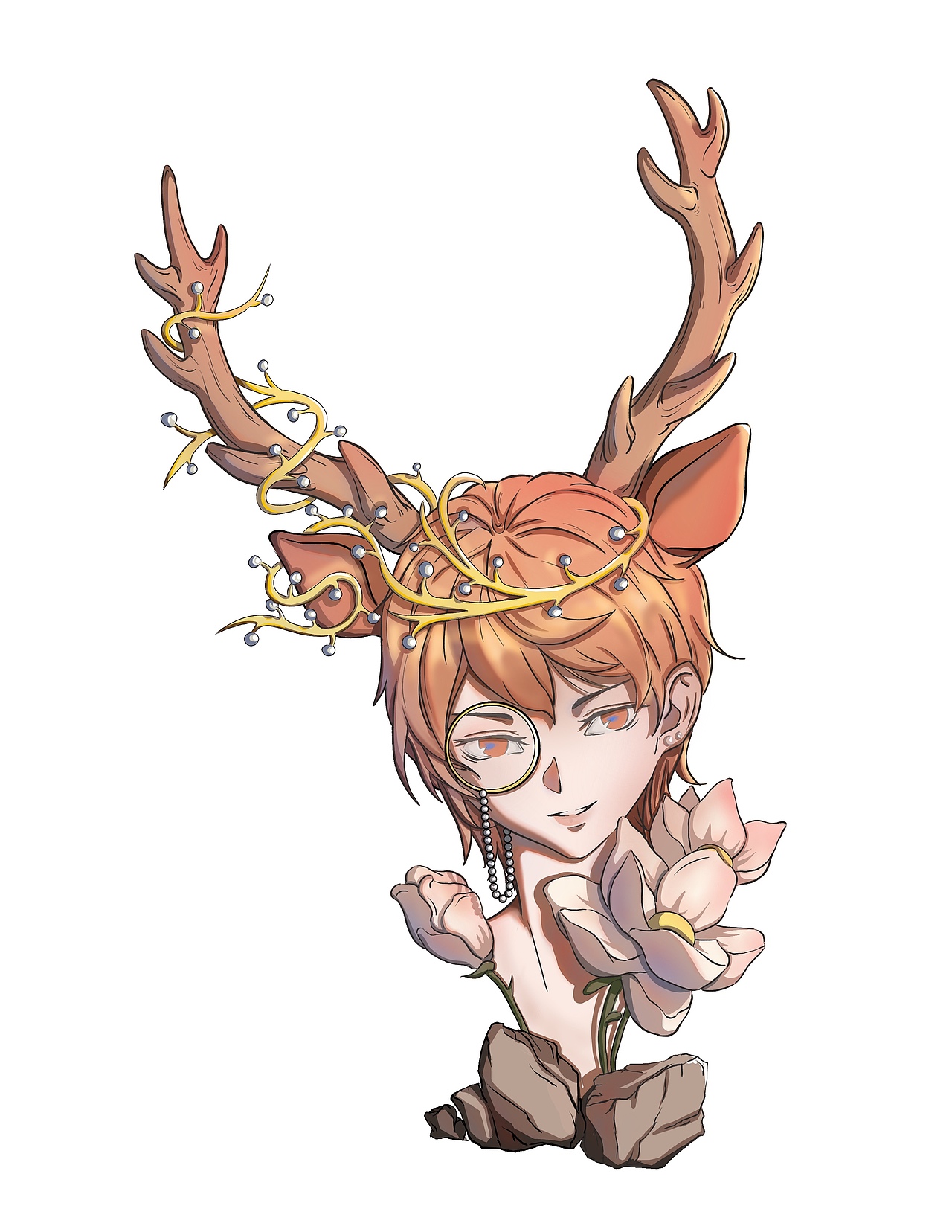 鹿角金丝眼镜斯文男头