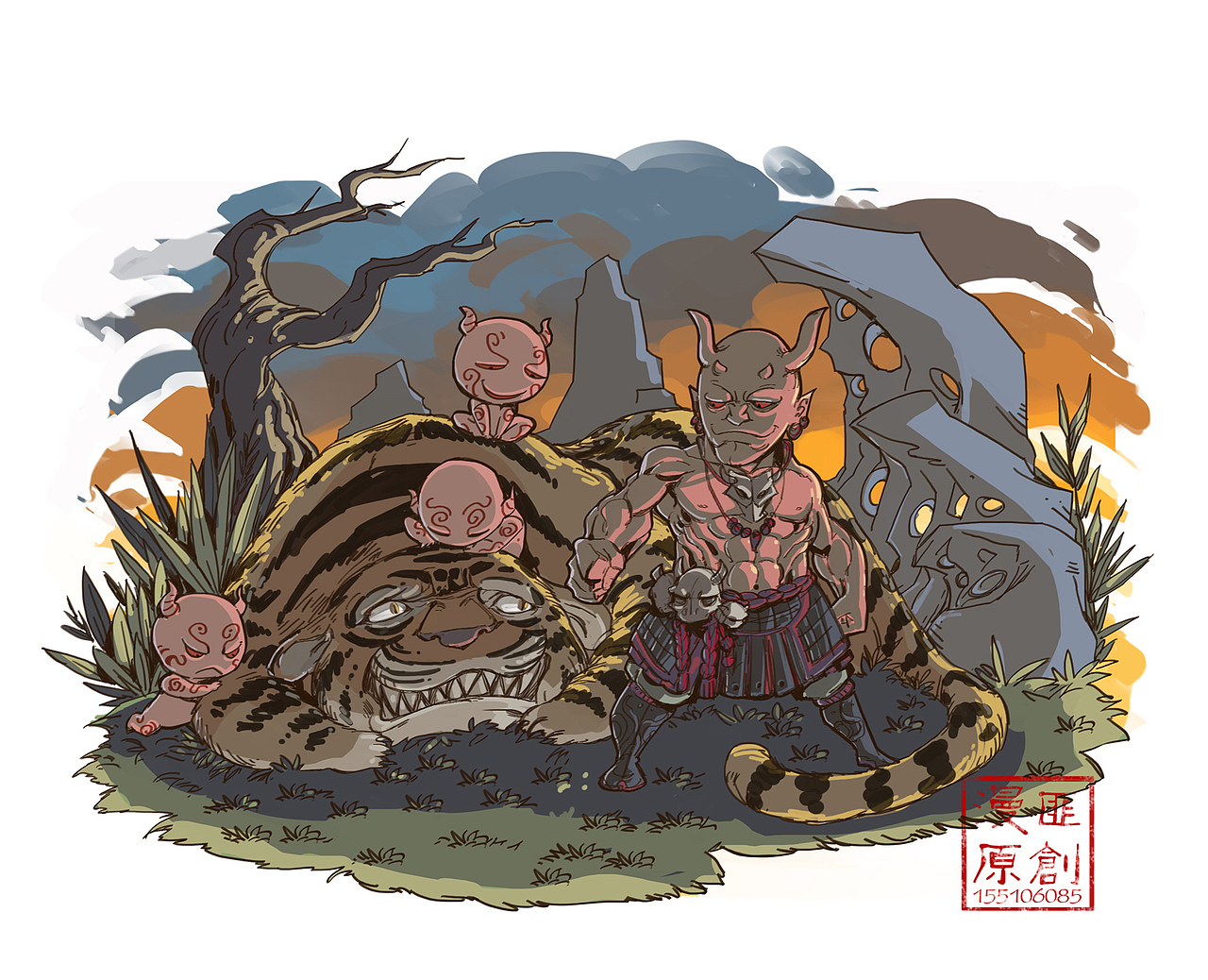 《鬼虎》（图ZMTc5MTAxMTQ0） - 商业插画 - 站酷设计师漫匪原创素材 - 站酷ZCOOL