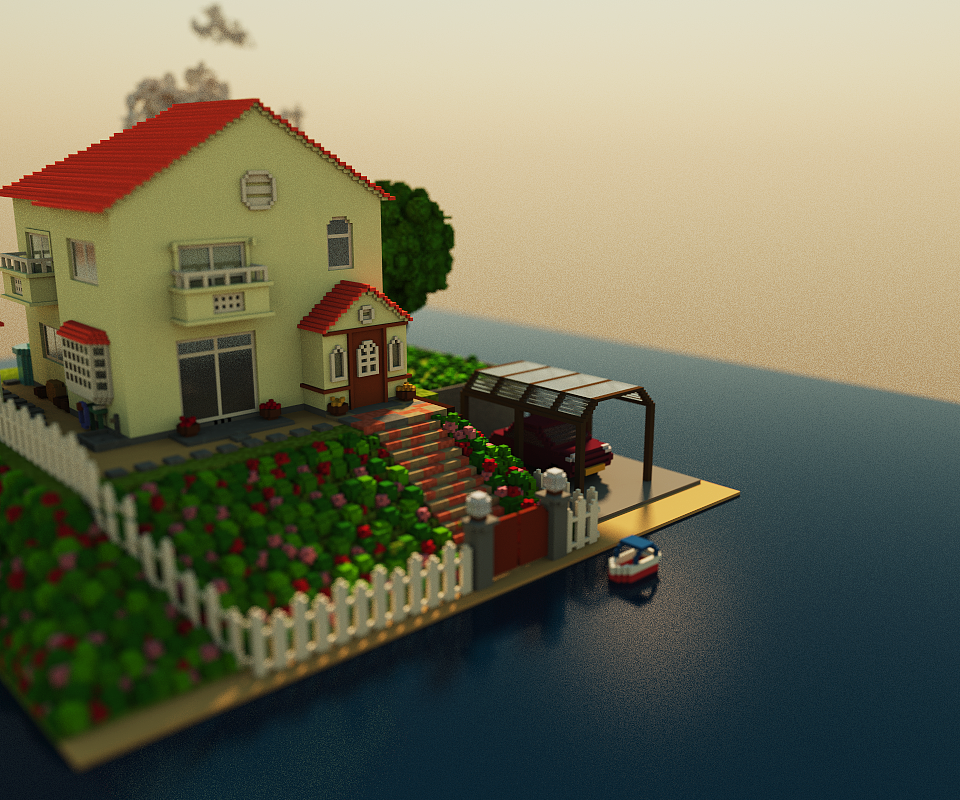 MagicaVoxel小练习：《悬崖上的金鱼姬》场景（图ZMTA5MzI0MzYw） - 场景 - 站酷设计师Jida是几达原创素材 - 站酷ZCOOL