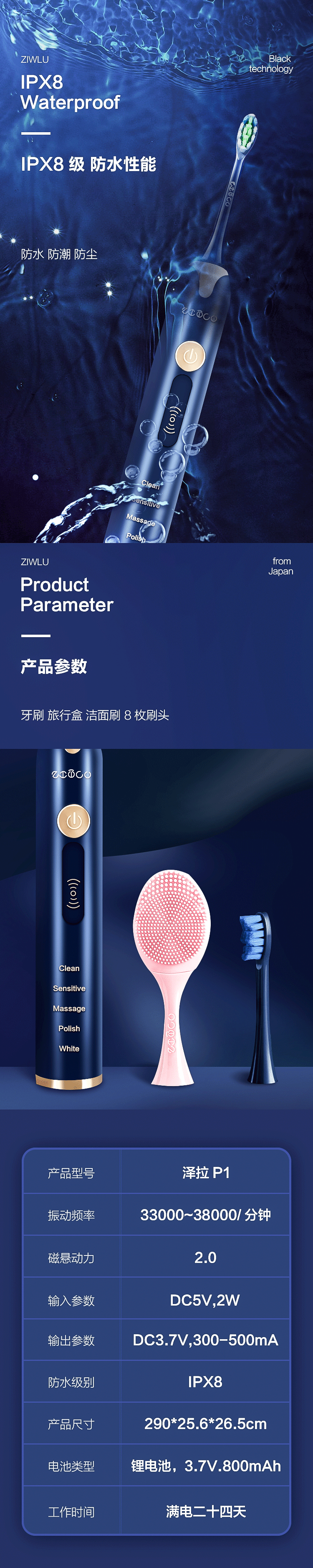泽拉电动牙刷详情页制作（图ZMjU1NzE3NjQw） - 电商 - 站酷设计师Clearlove4396原创素材 - 站酷ZCOOL