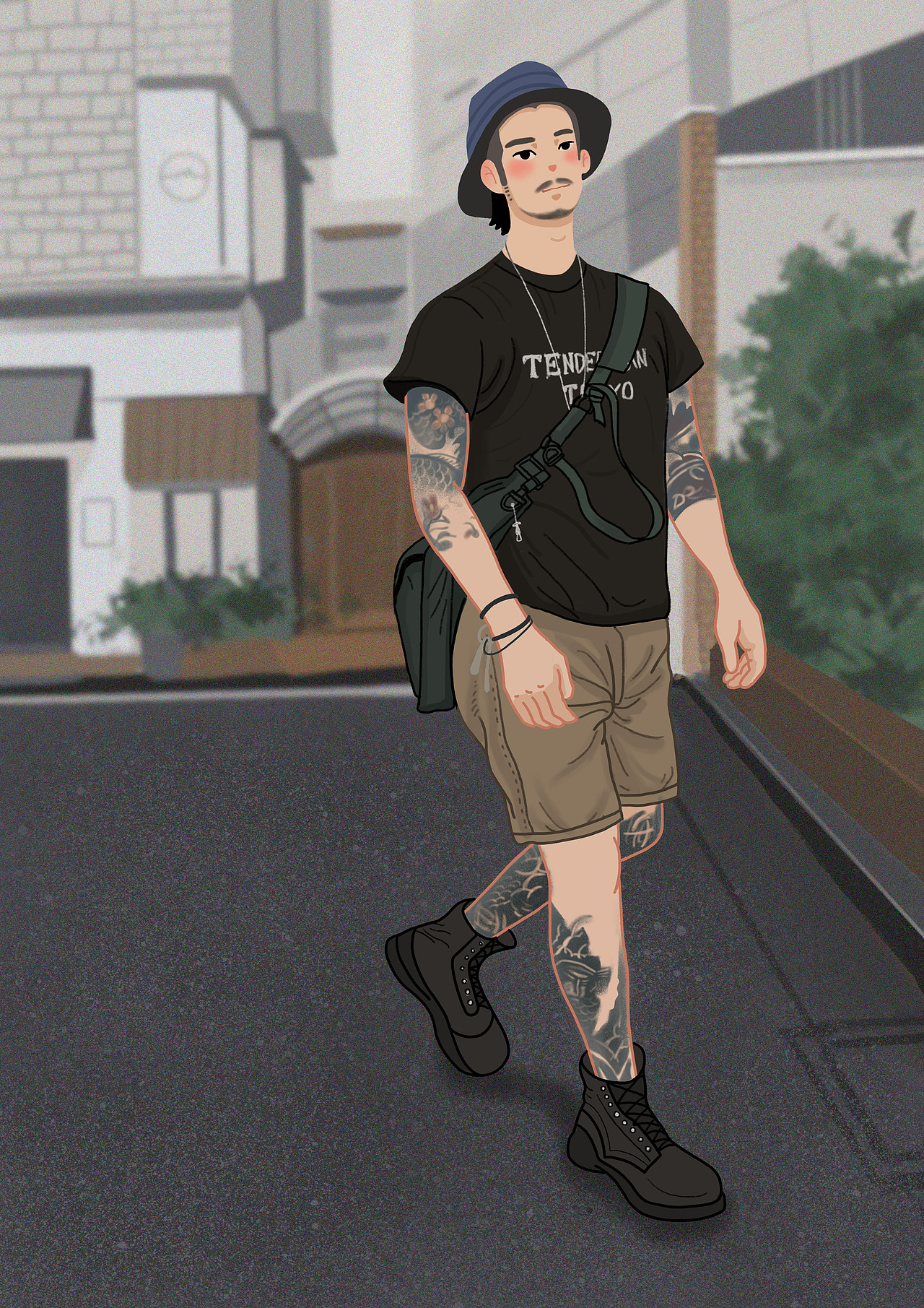 原创纹身小哥街景