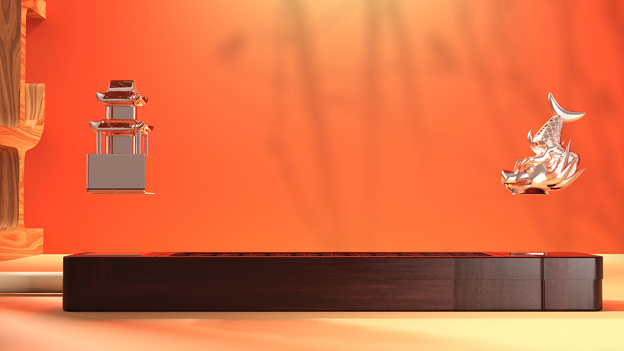 鸱吻与星拱楼印章可通过磁吸与香台组合