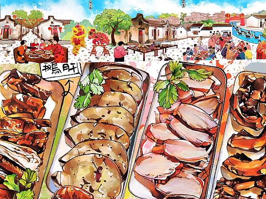 【耶小蓝X塘老鹅】狮头鹅系列商插+美食插画