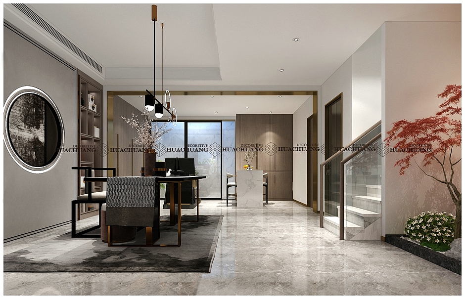 济南龙山希思庄园二期324平现代轻奢风格设计效果图