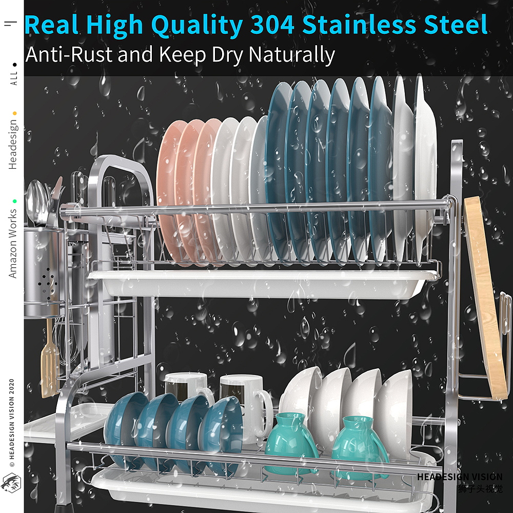 碗碟架产品拍摄_主图设计_A+页面设计-狮子头视觉（图ZMjI4ODM3NjMy） - 电商 - 站酷设计师亚马逊主图设计原创素材 - 站酷ZCOOL