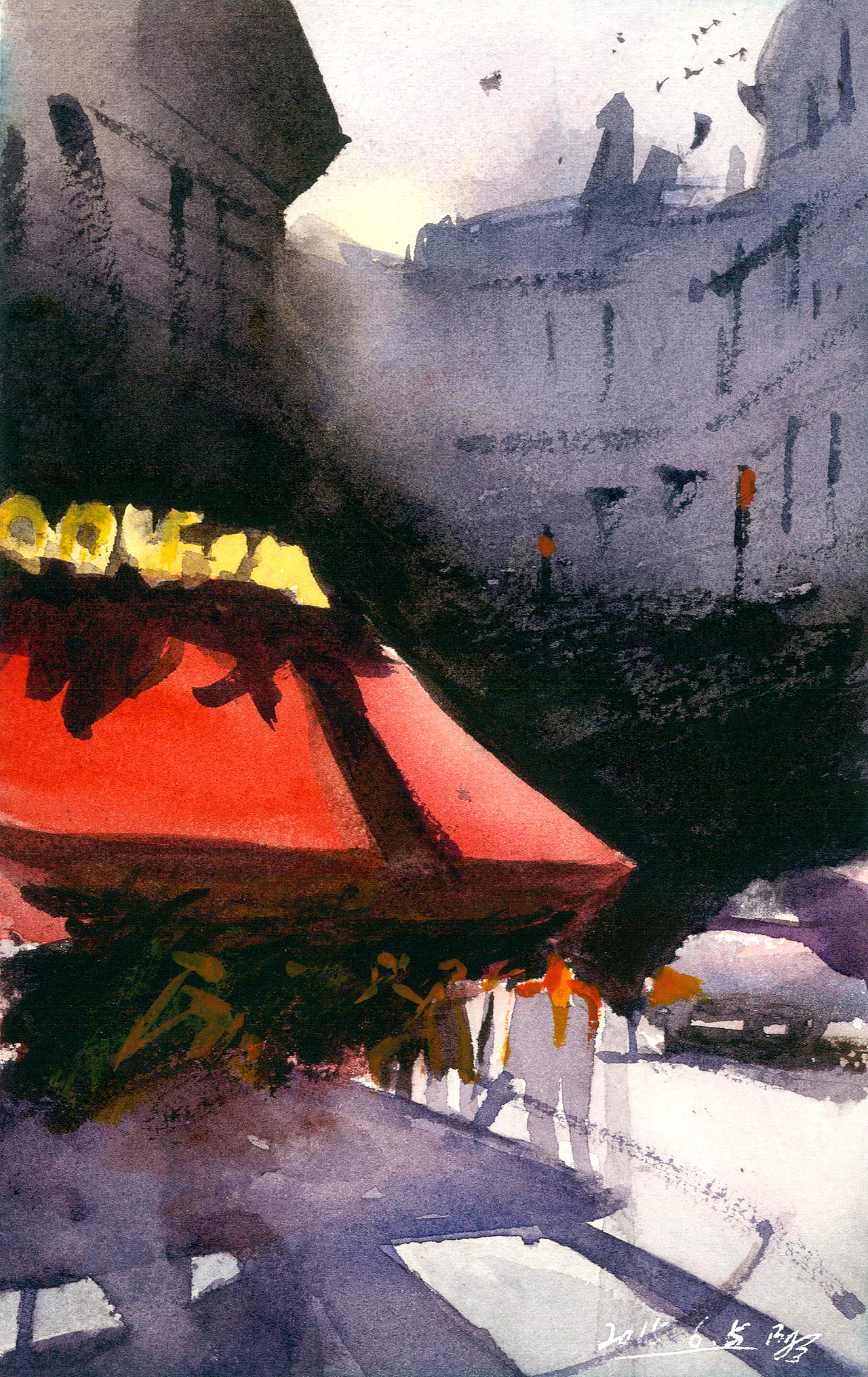 水彩练习风景临摹