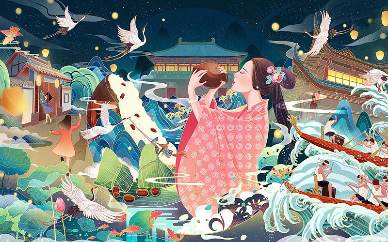 端午节插画（图ZMjYxMDkxOTE2） - 商业插画 - 站酷设计师琉璃LLEE原创素材 - 站酷ZCOOL