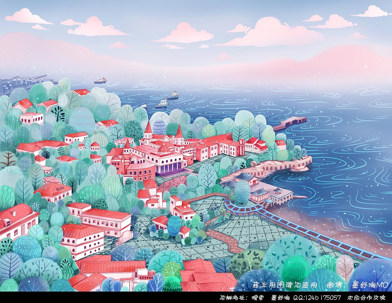 厦门风景区商业插画创作