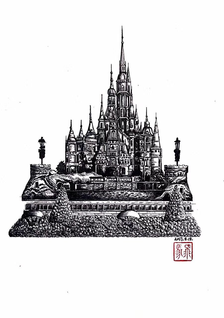 迪士尼城堡图片素描图片