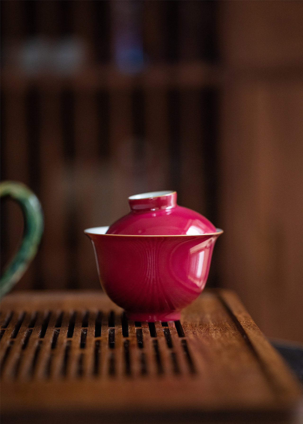 胭脂红盖碗/赋山堂茶具