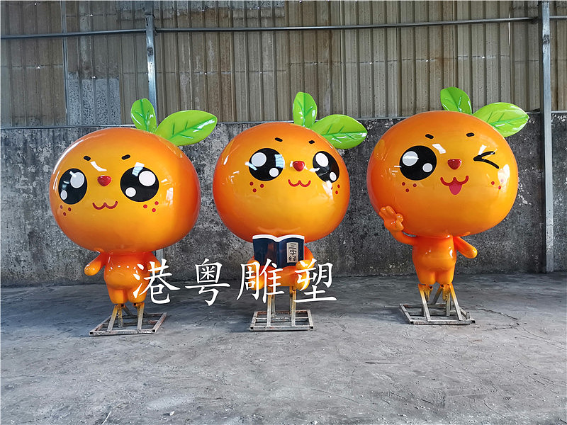 陈村蒙桔子橘子橙子水果卡通表情雕塑果园农场树脂摆件