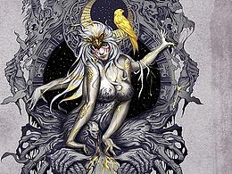 一张萨满的插画，个人品牌的概念设计