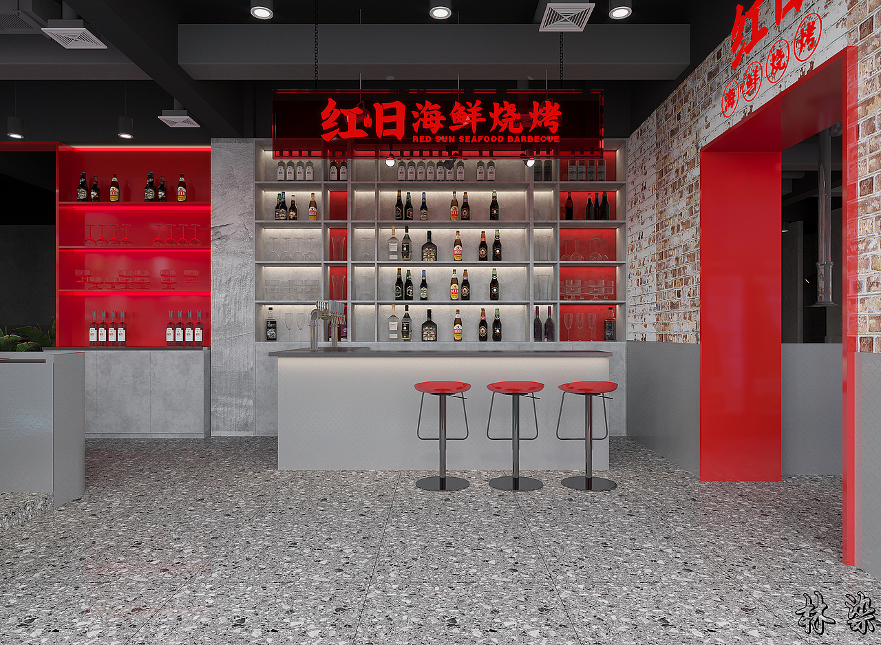海鲜烧烤餐饮店（图ZMjU4NDIwOTA4） - 酒店餐饮设计 - 站酷设计师林染室内外设计师原创素材 - 站酷ZCOOL