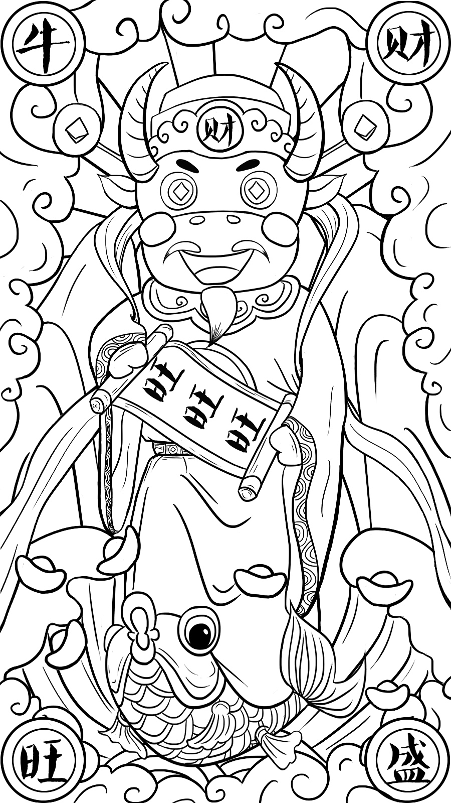 国潮线稿|插画|艺术插画|猫嗯在这里呀_原创作品-站酷zcool