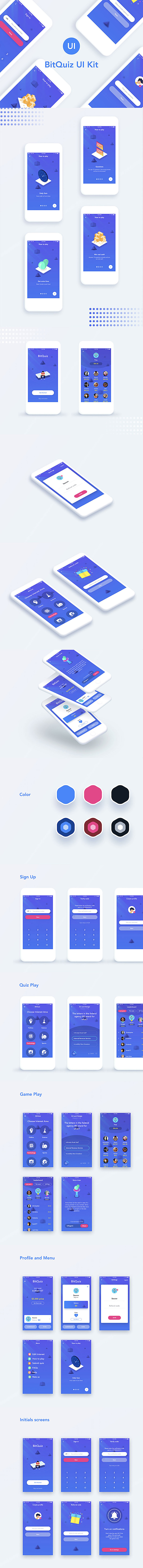 蓝色有奖问答测试互动小程序APP UI模板套装Sketch（图ZMTE4NDIwODI0） - APP界面 - 站酷设计师UI设计小姐姐原创素材 - 站酷ZCOOL