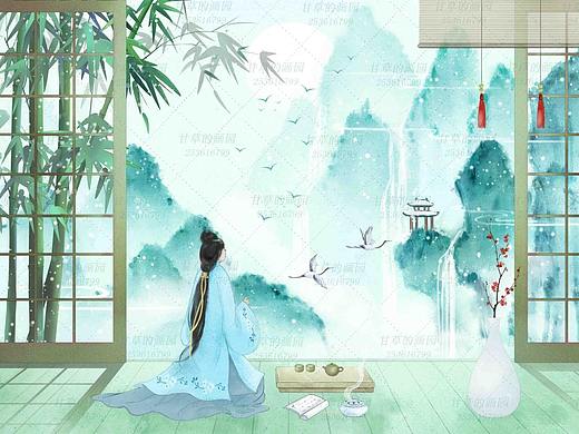 古风二十四节气插画逍遥月系列--小寒