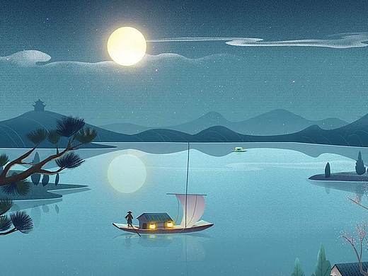渔舟畅晚