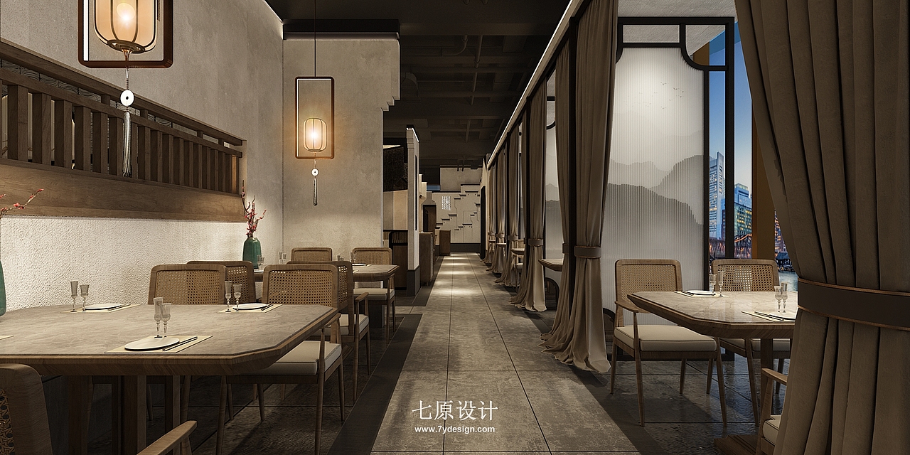 【中餐厅：高井时光-龙渊小馆】家乡的味道（图ZMjA1NDA1MTIw） - 家装设计 - 站酷设计师七原设计原创素材 - 站酷ZCOOL