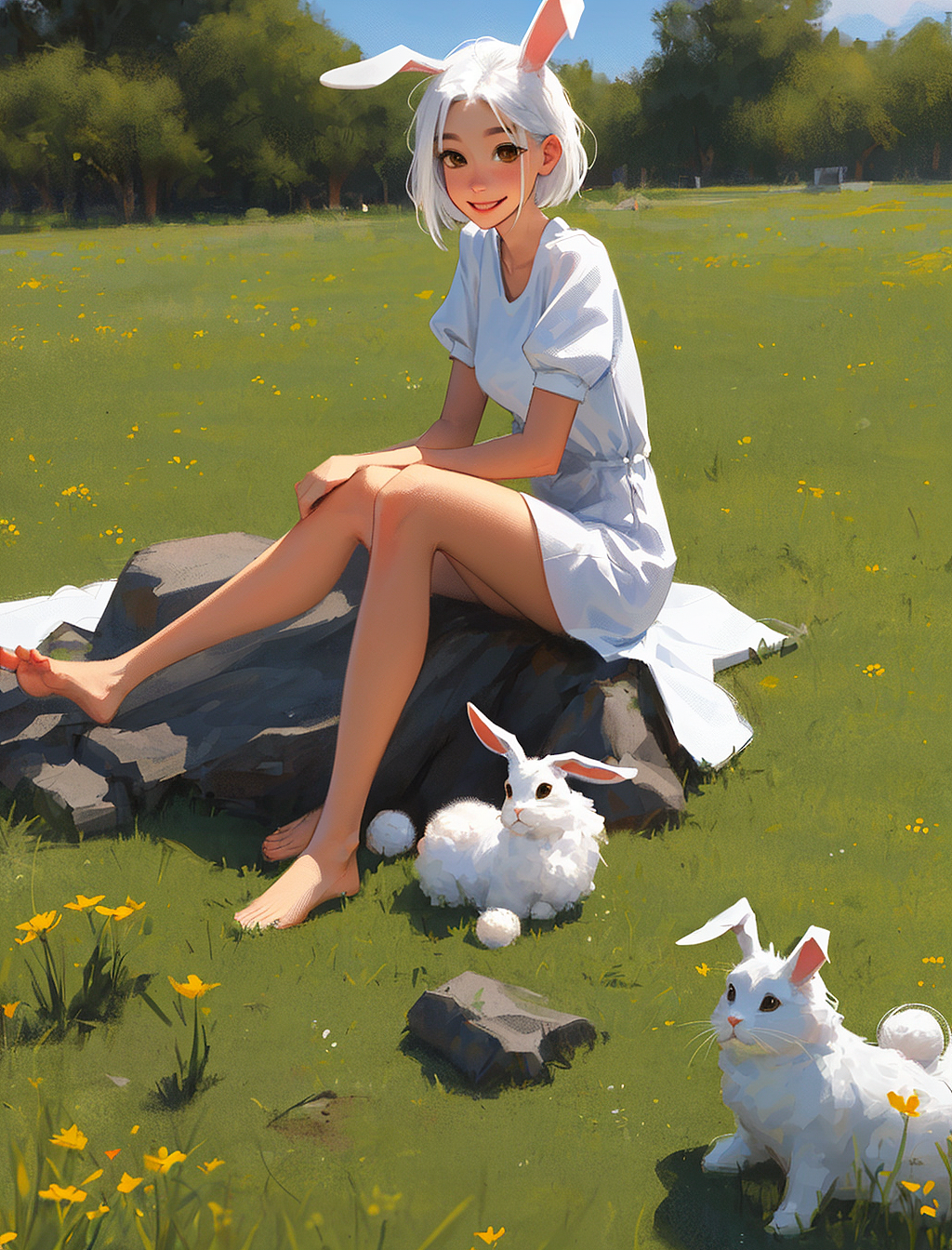Ai绘画实验No1 兔儿美少女（图ZMzM5MjgyMTA0） - 艺术插画 - 站酷设计师张花儿_原创素材 - 站酷ZCOOL