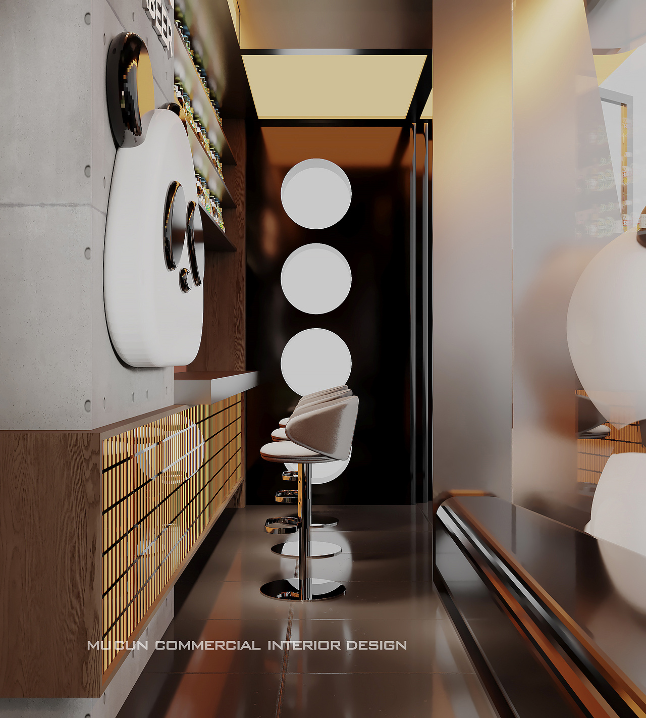 熊猫主题餐厅未来金属质感多种功能交替