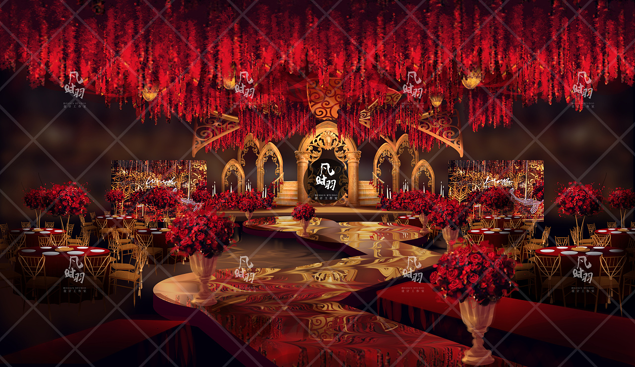 婚礼手绘 — 电脑sai「欧式复古宫廷风」|空间|舞台美术|凡时羽设计