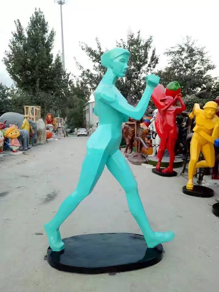 定制玻璃钢抽象运动人雕塑户外楼盘景观摆件