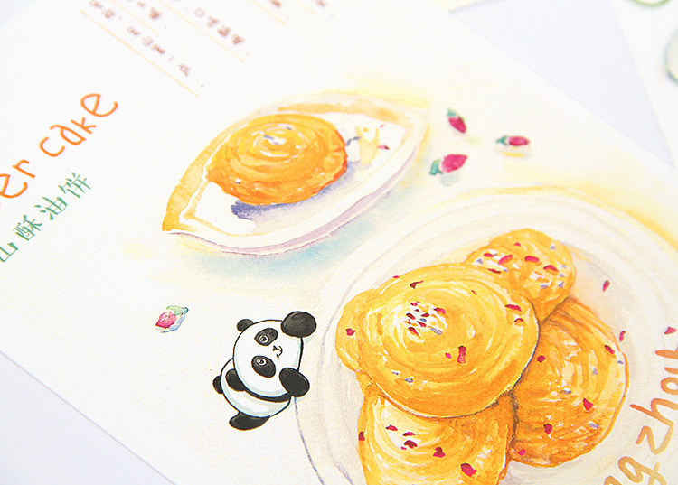 水彩明信片绘制《熊猫游食记》（图ZNDcwNjI0NDg=） - 商业插画 - 站酷设计师春和绘原创素材 - 站酷ZCOOL